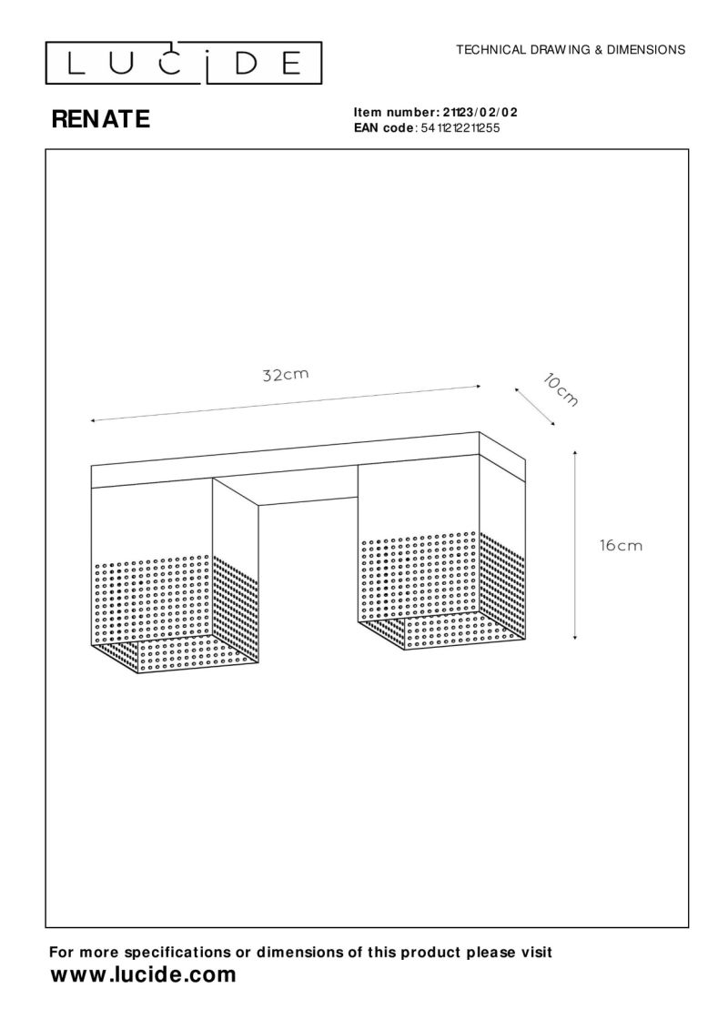 Lucide RENATE - Zapustené stropné svietidlo - 2xE27 - Matt Gold / Mosadz